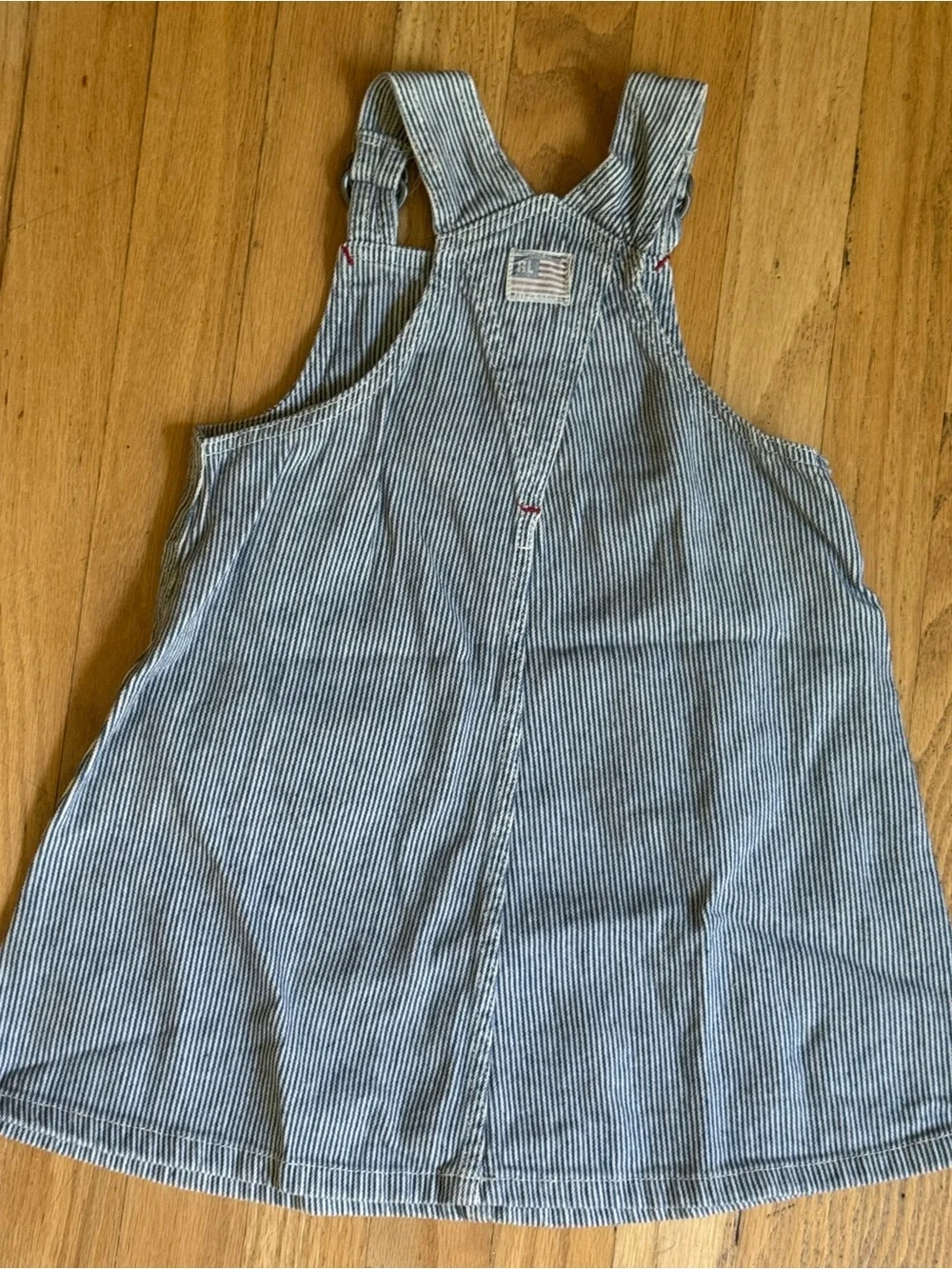 Polo jeans Ralph Lauren Childs Small Blue & White Striped overalls denim Dress